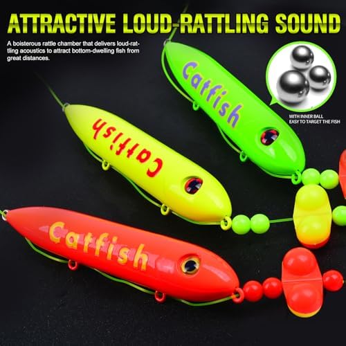 PROBEROS Catfish Fishing Rigs - Bank Fishing Set with 5pcs/Set, 6/0, 8/0, 10/0 Circle Hooks Circle Hooks, High Visibility, Ready to Use Catfish Rigs - Image 5