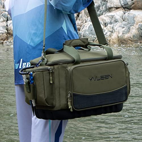 YVLEEN Fishing Tackle Box Bag - Outdoor Large Fishing Tackle Storage Bag - 100% Water-Resistant Polyester Material - Fishing Tackle Bags - Suitable for 3600 3700 Tackle Box (Army Green) - Image 7