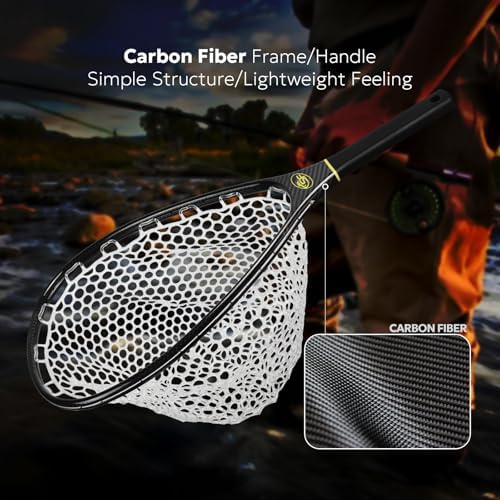 SF Fly Fishing Landing Net Soft Rubber Mesh Trout Net Catch and Release Net - Image 3