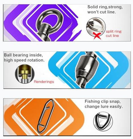 AMYSPORTS High Strength Snap Swivels Stainless Bearing Rolling Fishing Swivel Freshwater Snap Swivels Fishing Clip Steel Black Nickel - Image 5