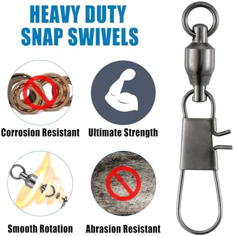 Dr.Fish 30 Pack Ball Bearing Snap Swivels, Swivels Fishing Tackle with Safety Interlock Snap Saltwater Freshwater Stainless Fishing Clips Clasp Leader Line Hook Sinker Connector - Image 6
