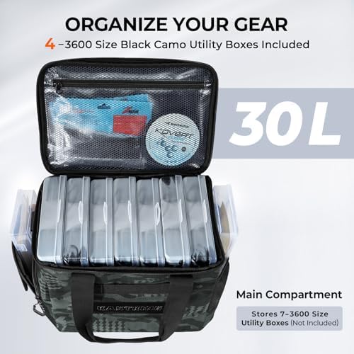 KastKing BaitSpace Tackle Bag with Removable Bait Binder, 4 Tackle Boxes - Image 3
