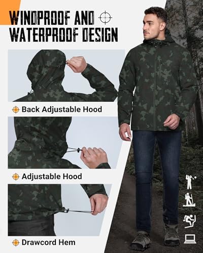 33,000ft Men's Packable Rain Jacket Waterproof Raincoat with Hood - Image 5