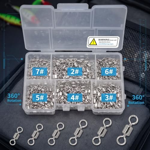 Fishing Barrel Swivels Kit, 300pcs Stainless Steel Rolling Bearing Snap Connector for Saltwater Freshwater Fishing#2#3#4#5#6#7 - Image 3