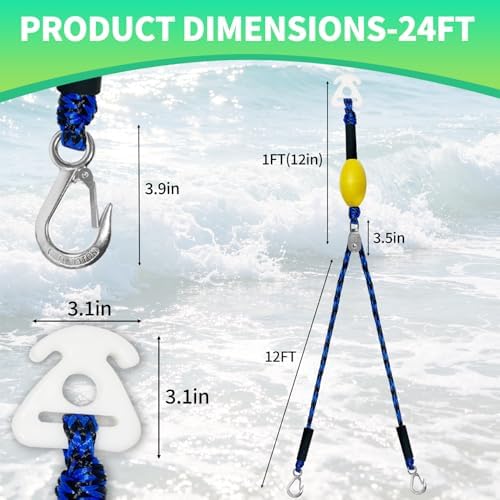 Self Centering Boat Tow Harness for Tubing & Wakeboarding – 3 Foam Floats Anti-Sink Design, Heavy Duty Tow Harness Kits for Pontoon, Jet Ski, Dinghy, 12ft/16ft/24ft - Image 2