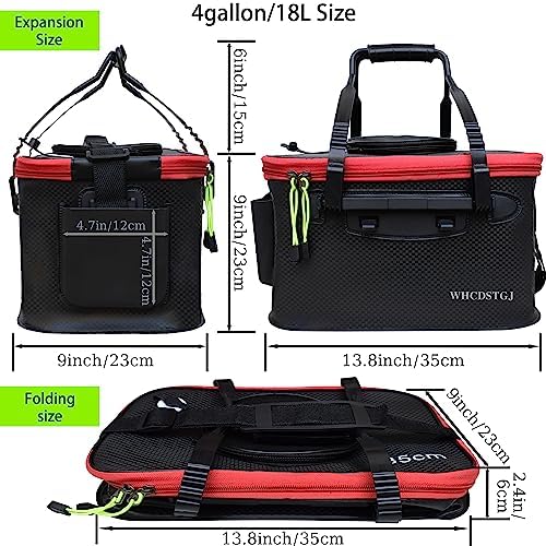 Fishing Bucket, Multifunctional Foldable Portable Fishing Bucket, EVA Fish Bucket are Suitable for Storing Live Fish and Fresh Fish Bait. (size3gallon) - Image 2