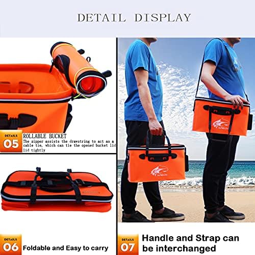 Grneric Fishing Bucket, 6Gallon/8Gallon/10Gallon Foldable Fish Bucket,Live Fish Container Multi-Functional Live Fish Bait Bucket,Outdoor Camping EVA Fishing Bag and Fish Protection Bucket - Image 7