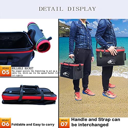 Grneric Fishing Bucket, 6Gallon/8Gallon/10Gallon Foldable Fish Bucket,Live Fish Container Multi-Functional Live Fish Bait Bucket,Outdoor Camping EVA Fishing Bag and Fish Protection Bucket - Image 7