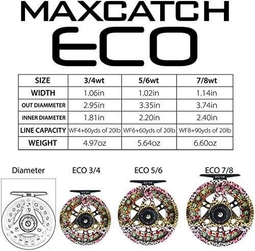 M MAXIMUMCATCH Maxcatch ECO Large Arbor Fly Fishing Reel (3/4wt 5/6wt 7/8wt) and Pre-Loaded Fly Reel with Line Combo - Image 4