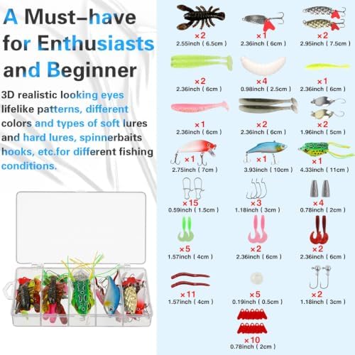 mouhike 113Pcs Fishing Tool Kit, Fishing Bag, Fishing Pliers Hook Remover, Fish Lip Gripper, Fishing Lures Hook Tackle Box, Handheld Digital Scale, Ice Fly Fishing Gear Accessories Set Fishermen Gift - Image 4