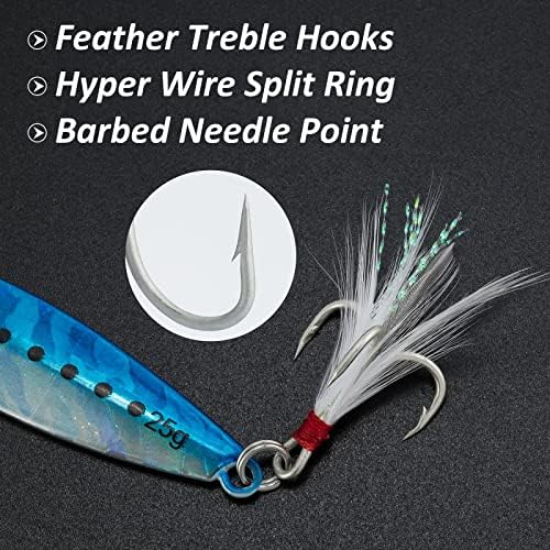 Dr.Fish 5 Pack Metal Jigging Spoon Saltwater Fishing Jigs Spoons Lures Casting Vertical Diamond Jig Lures Freshwater Bass Striper Mackerel Halibut - Image 5
