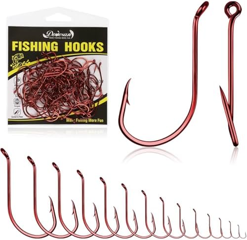 Dovesun Octopus Hooks Fishing Hooks 50-100PCS Black Red Octopus Hooks for Saltwater Freshwater #10-8/0 by Dovesun