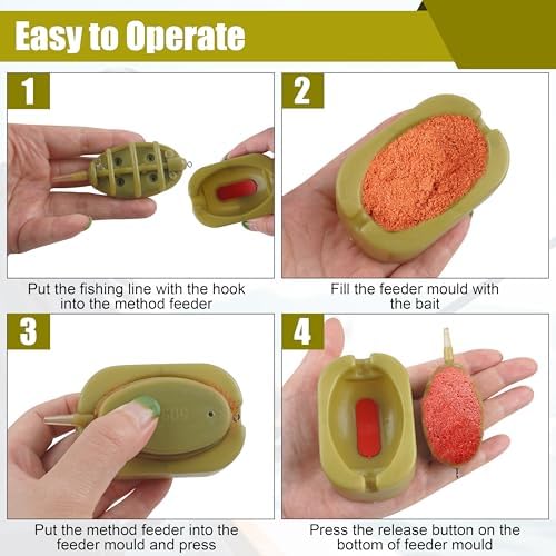 Carp Fishing Method Feeder Set, 4 Inline Method Feeders with 1 Quick Release Mould Carp Fishing Feeder Carp Fishing Equipment for Coarse Fishing & Efficient Baiting Tool Accessories - Image 5