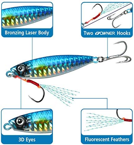 TRUSCEND Metal Fishing Jigs Lures with Hand-Polished, Colorfully Reflective Lead Fishing Spoons Glow Hard Swimbaits for Bass, Walleye, Trout, Salmon, Freshwater & Saltwater Fishing Gear Gifts for Men - Image 2