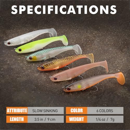 TRUSCEND Shadtale Easy Catch Soft Fishing Lures with BKK Hooks - Trembly Sinking and Vibrating Swim for More Bites, Pre-Rigged Swimbaits for Bass, Trout, Crappie, Walleye, Freshwater Saltwater Fishing - Image 5