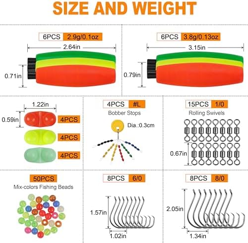Catfishing Tackle Making Kit Catfish Rig Accessories, 110/148pcs Santee Rig Catfishing Tackle with Catfish Floats Catfish Rattles Peg Floats Hooks Swivels Sinker Slides Catfishing Equipment - Image 2