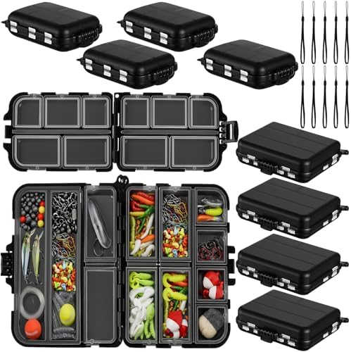 10 Pack Small Tackle Box Organizer for Fishing, Mini Double Sided Portable Pocket Tackle Box Containers for Hooks Lure Baits Swivels Jigs Storage Kayak Boxes(Black) by Unknown