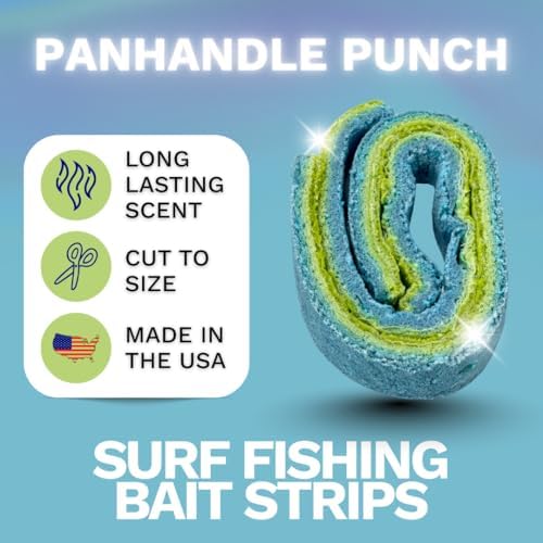 FishGum Surf Fishing Bait Strips for Saltwater Beach Fishing – Real Shrimp, Crab, Clam & Sand Flea Infused Scent – Artificial Cut Bait for Pompano, Redfish & Flounder - Image 2