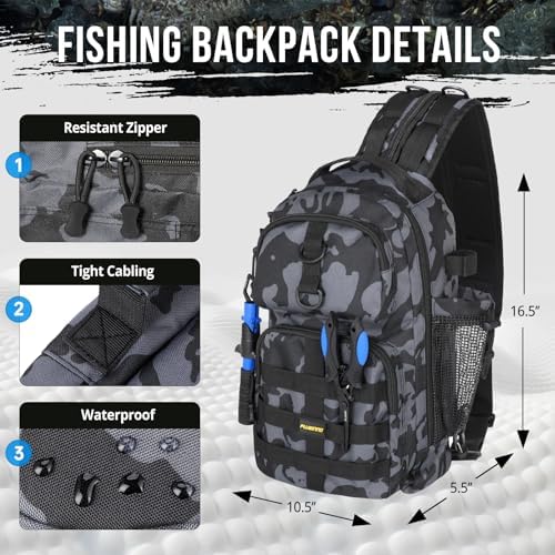 PLUSINNO Fishing Backpack with Floating Fishing Net, Tackle Box,Tackle Bag - Image 3