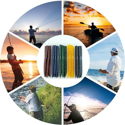 Senko Worms for Bass Fishing: 40PCS 5.5" Wacky Worm Lures Kit with Box | Senkos Soft Plastic Baits for Freshwater Saltwater | Slow-Fluttering Action - Image 6