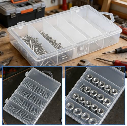 3 Pack 5-Grid Clear Plastic Fishing Tackle Accessory Box Fishing Tackle Storage Fishing Lure Bait Hooks Storage Box, 7x4.3x1.2inch - Image 6