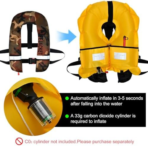 Adult Automatic PFD Vest, Inflatable Kayak Water Sports Vest for Kayaking SUP Paddleboarding Sailing Boating Fishing - Image 2