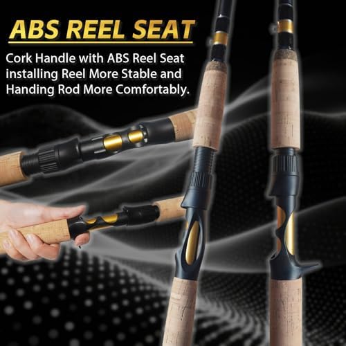 Medium Heavy Spinning Fishing Rod, 7' & 7'6" Carbon Graphite & Fiberglass Composite Rod, EVA Split Grip, Boat Rod for Bass, Trout, Catfish, Walleye, Saltwater & Freshwater Fishing - Image 2