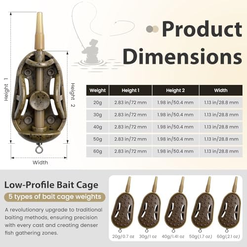 YOTO Carp Fishing Method Feeders Set - 3 Pcs Inline Baiting Tool & Groundbait Sinker Cages with Easy-Press Compactor | Professional Carp Fishing Equipment for Coarse Fishing & Efficient Baiting - Image 2