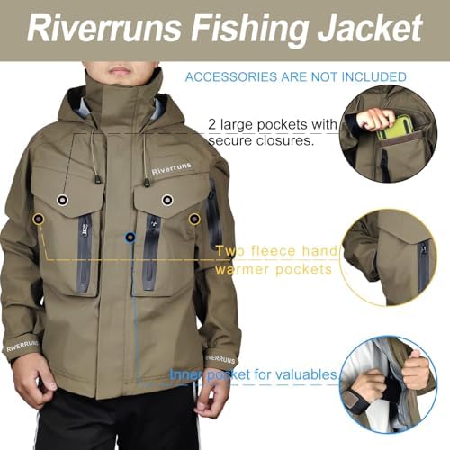Riverruns Fishing Wading Jacket, Breathable Outdoor Fly Fishing Rain Coat - Image 3