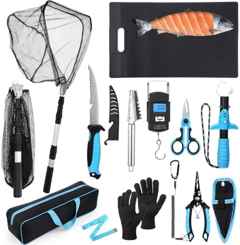 RoundFunny 13 Pcs Fishing Tool Kit, Fishing Pliers with Lanyard by RoundFunny