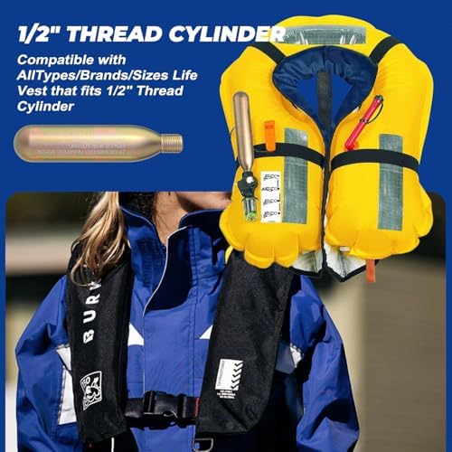 24G Co2 Cartridge Cylinder for Life Vest, Accessory for C02 PFD Rearming Kit, for Auto/Manual Inflating Life Jacket, for Adult, Used for Fishing, Surfing, Sea/Ocean Activities 2Pack - Image 4