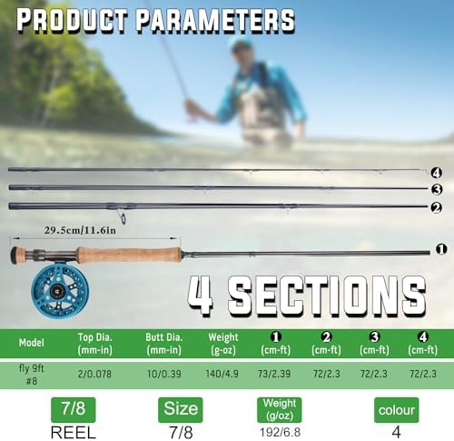 Sougayilang 5/6 Weight 9ft Fly Rod, 4-Piece Graphite Rod, Die Cast Aluminum Reel, Carrying Case, Fly Box & Fishing Flies Combo Starter Kit - Image 6