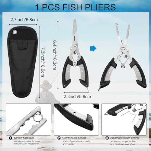 Honoson Fishs Hook Remover Tools Kit Include 1 Pcs Handheld Digital Fish Scale and Fishing Hook Remover Tool and Fish Lip Gripper and Fishing Plier with Sheath and 2 Pcs Fishs Tool Lanyards - Image 2
