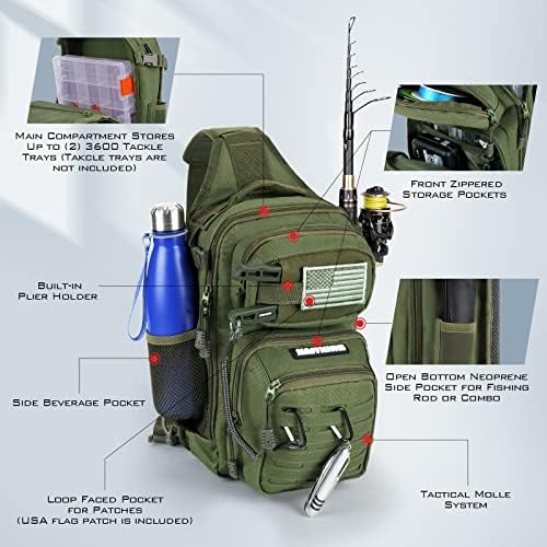 KastKing Blowbak Fishing Sling Bag, Fishing Backpack with Rod Holder - Image 5