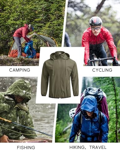 COOFANDY Men's Light Rain Jacket Packable Waterproof Raincoat Windbreaker - Image 6