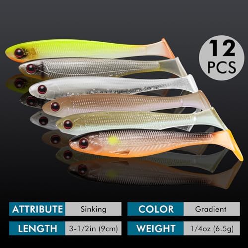 TRUSCEND Shadtale Easy Catch Soft Fishing Lures, Unique Vibration and Action for Various Rigs, Paddle Tail Swimbaits Trailer for Bass, Trout, Crappie, Walleye, Redfish, Saltwater & Freshwater Fishing - Image 2