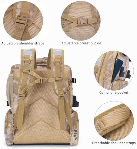 Rabjen Fishing Tackle Backpack, 45L Storage Waterproof Travel Bag Store Fishing Gear with Insulated Top Pocket - Image 6