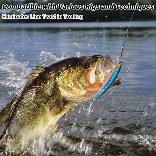 Dr.Fish High Speed 3 Roller Swivels, Bead Chain Barrel Swivels Fishing Tackle Trolling Rolling Leader Lure Connector Salmon Walleye Freshwater - Image 6