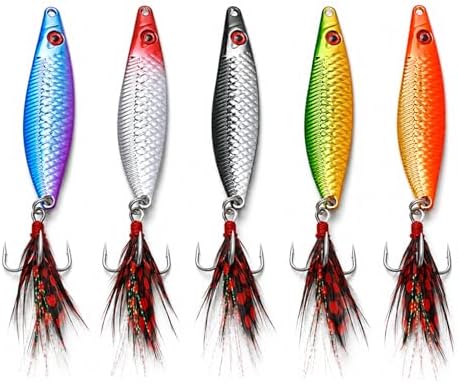 5PCS Metal Jig Fishing Lures with Box, 0.53oz for Bass & Trout by Unknown
