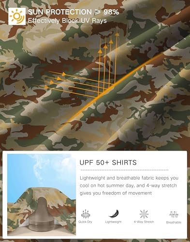 Pudolla Men's Sun Protection Hoodie Shirts UPF 50+ Fishing Hiking Shirt - Image 5