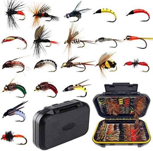 OutdoorFishing Fly Fishing Flies Kit Fly Assortment Trout Bass Fishing with Fly Box, 33/48/72/100/114/148pcs with Dry/Wet Flies, Nymphs, Streamers, Popper - Image 3