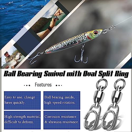 AMYSPORTS High Strength Snap Swivel Stainless Split Rings Fishing Swivel Freshwater Ball Bearing Swivels Fishing Saltwater, 25pcs, 30lbs - Image 2