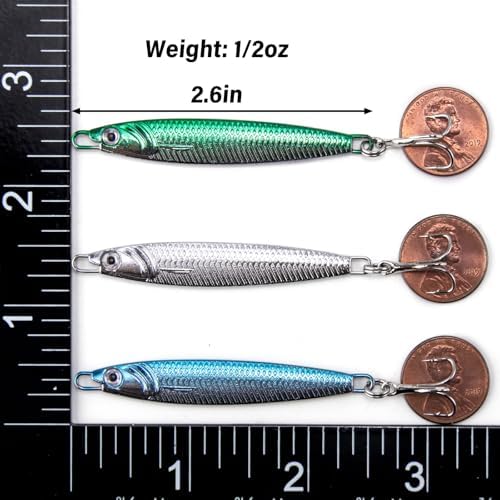 Dr.Fish Fishing Jigs Jigging Spoon Saltwater Fishing Lure Casting Metal Spoon Surf Fishing Mackerel Striper Lures Stinger Bluefish Vertical Diamond Jig - Image 2