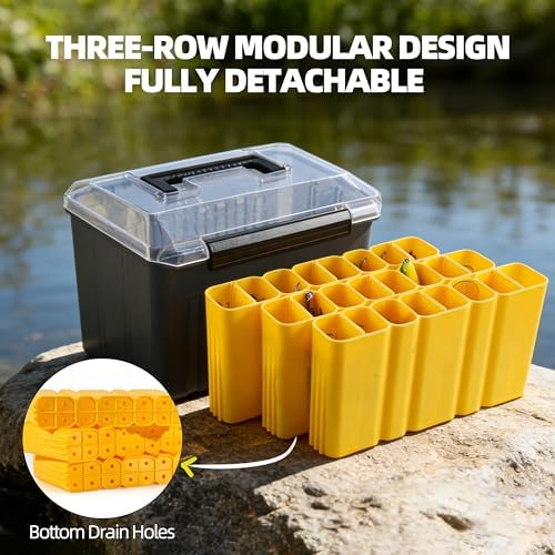 RUNCL Fishing Tackle Box with Clear Lid - Large-Capacity Multi-Slot Organizer, Rigid Hard Lure Organizer, Durable for Freshwater Bass & Saltwater Fishing - Image 4