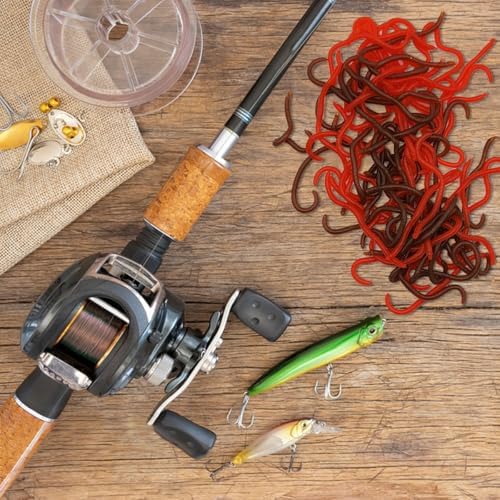 100 Pcs 3.3inch Soft Worms Fishing Lure Baits, Earthworm Baits Lifelike Fake Bloodworm,Fresh Water Fishing Bait - Image 5