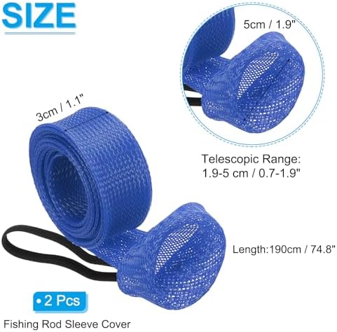 PATIKIL Rod Sock, Fishing Rod Sleeve Cover Braided Mesh Pole Protector Gloves Fishing Tools Pointed End for Spinning Fishing Rod Fly Rod Ice Rod Casting Rod - Image 2