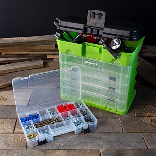 Portable Tool Box - Small Parts Organizer with Drawers and Customizable Compartments for Hardware, Fishing Tackle, Beads or Crafts by Stalwart (Green) - Image 4