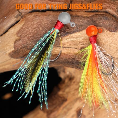 Dovesun 100pcs Fly Tying Jigs Kit, Jig Heads for Fly Fishing 1/124oz 1/80oz 1/64oz 1/32oz 1/16oz Jig Head Small Fly Fishing Hooks DIY Lure Making Kit Suit for Tying Flies | Crappie Lures - Image 5