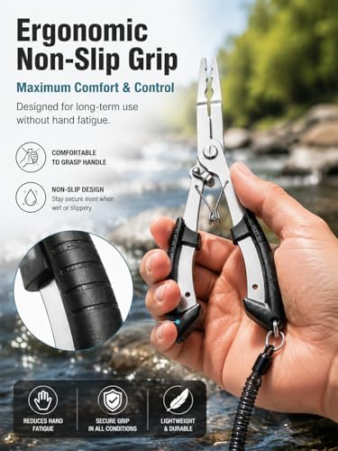 420 Stainless Steel Fishing Pliers, Multi-functional Fishing Tools Hook Remover Line Cutter Pliers, Lockable Handy Fishing Gear for Saltwater Freshwater, Gifts for Men - Image 5