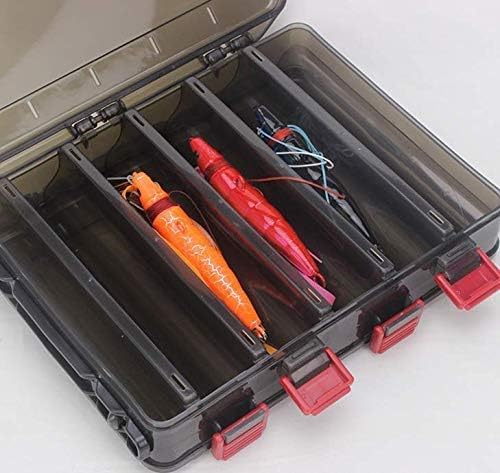 Double-Sided Fishing Lure Hook Tackle Box Visible Hard Plastic Clear Fishing Lure Bait Squid Jig Minnows Hooks Accessory Storage Case Container (Brown-10 Slots) - Image 2